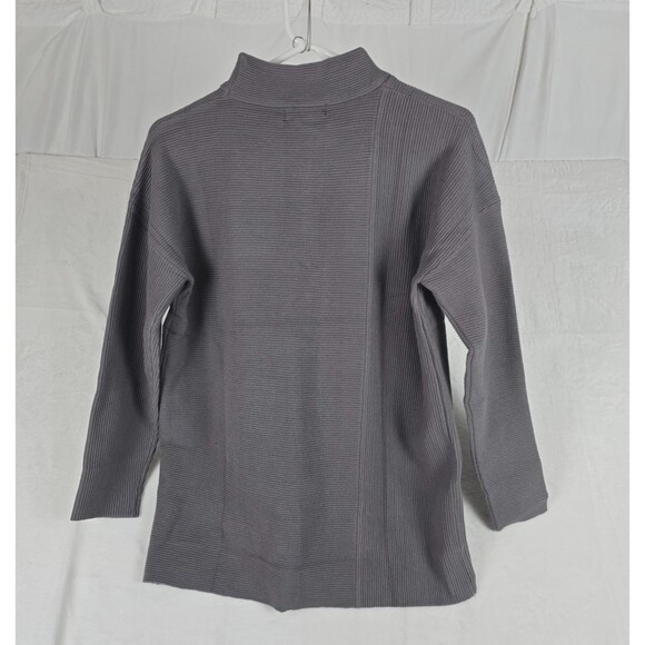 BTFBM Gray Mock Neck Ribbed Knit Top Women’s Small Long Sleeve Stretch Pullover - Picture 4 of 10